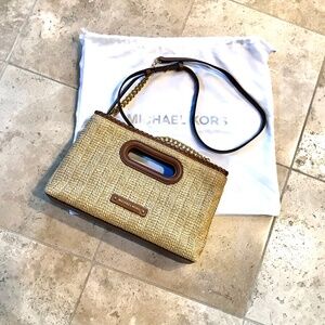 Micheal Kors straw clutch or crossbody purse